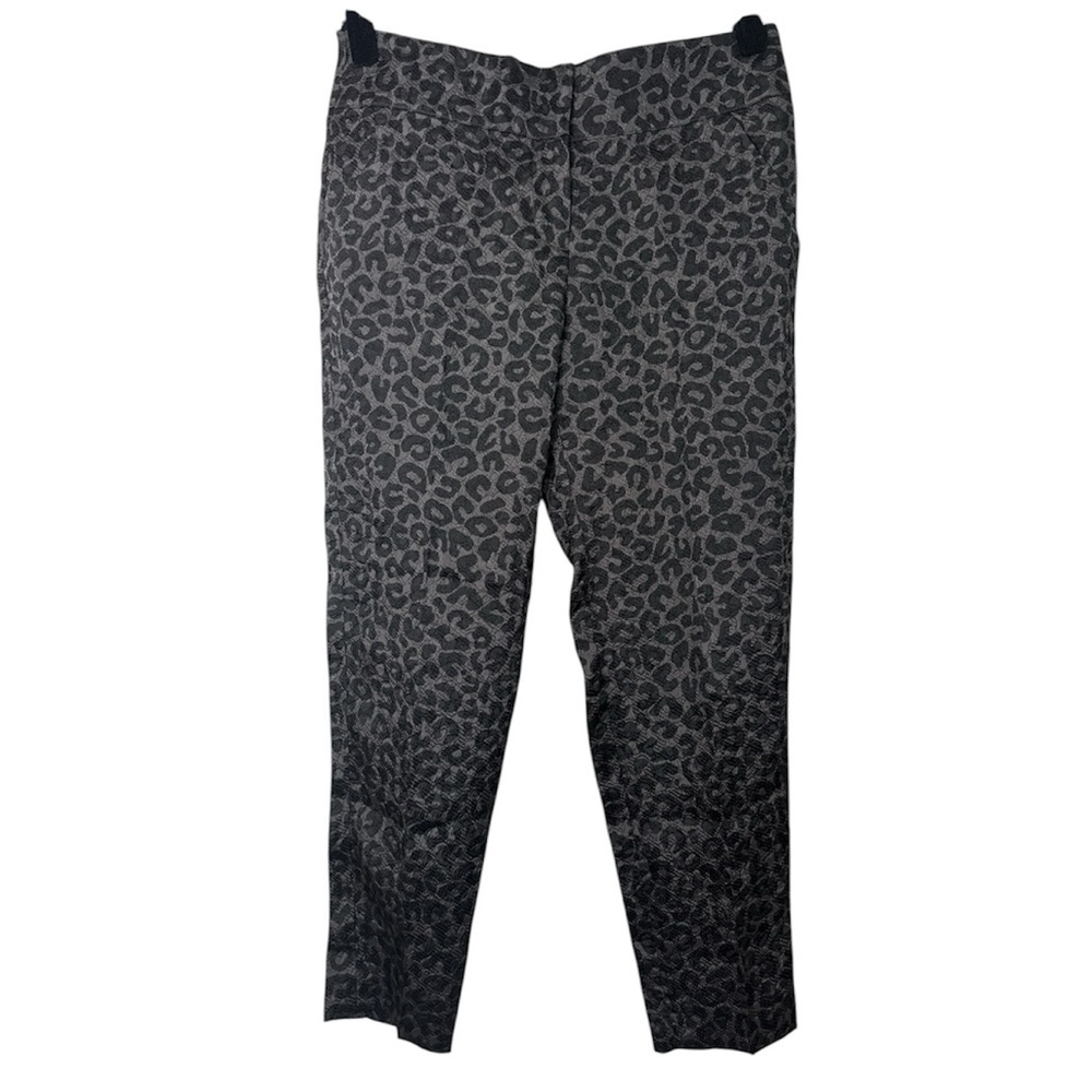 Ann Taylor Leopard Print Pants Straight Leg Cropped Black Gray Women’s Size 2P